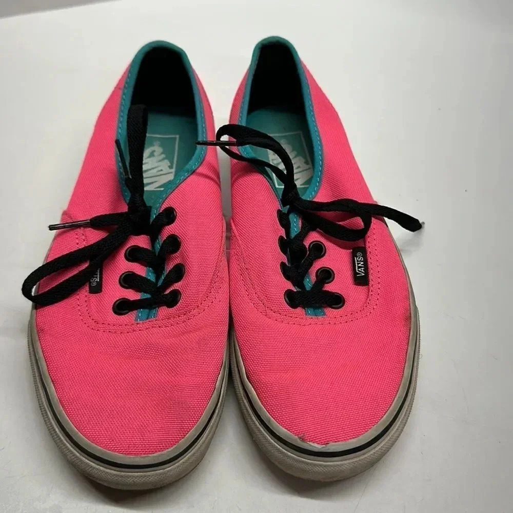 Vans Sneakers Shoes Sneaker Low Top  Lace Up Neon Pink Blue Women's Size 6.5